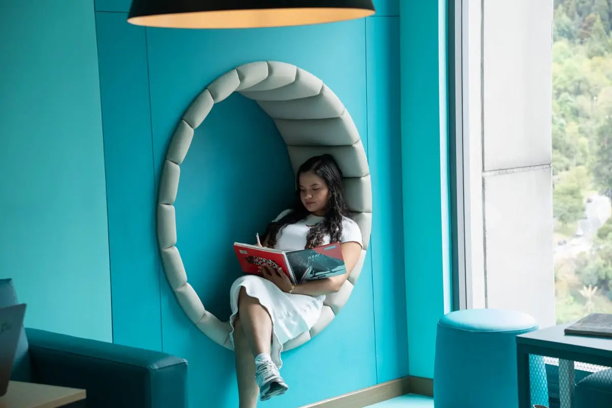 CityU resident studying in a common area
